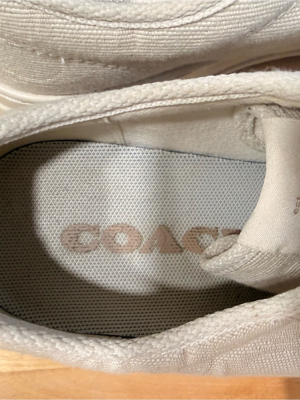Coach Light Beige Canvas Low-Top Sneakers with Signature Detail - Picture 3 of 5